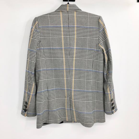 ANINE BING Madeleine Black White Yellow Houndstooth Double Breasted Blazer - Picture 6 of 13